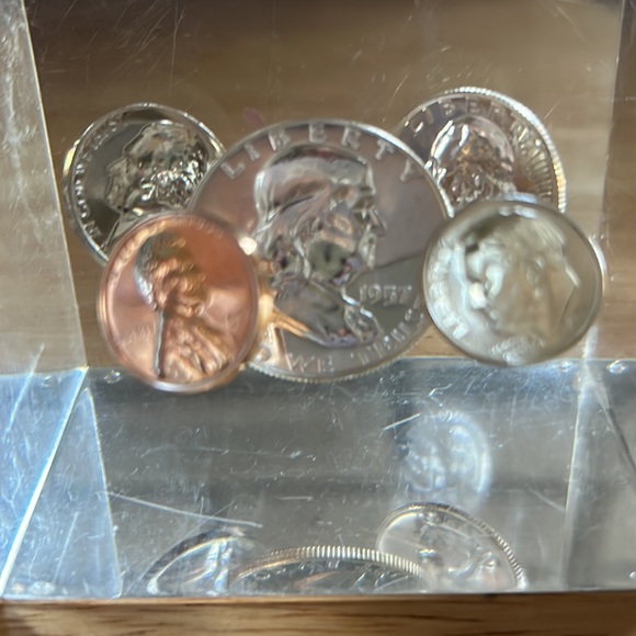 Lucite Cube with Coins - Picture 4 of 5